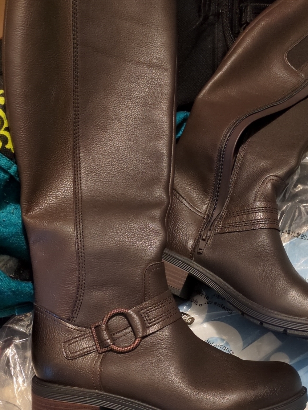 Clarks Women's Brown Leather Heeled Knee Boots